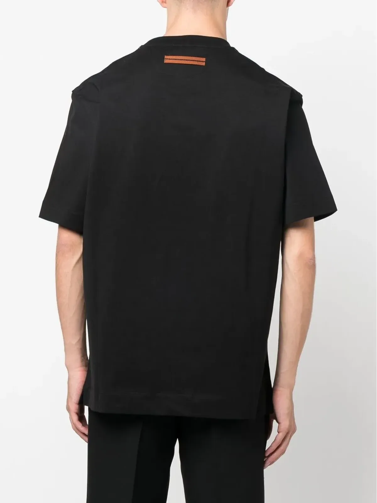Zegna ロゴプリント コットン Tシャツ ブラック - 画像4