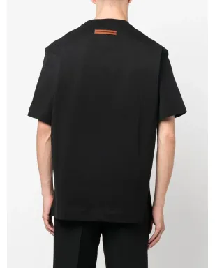 Zegna ロゴプリント コットン Tシャツ ブラック - サムネイル4
