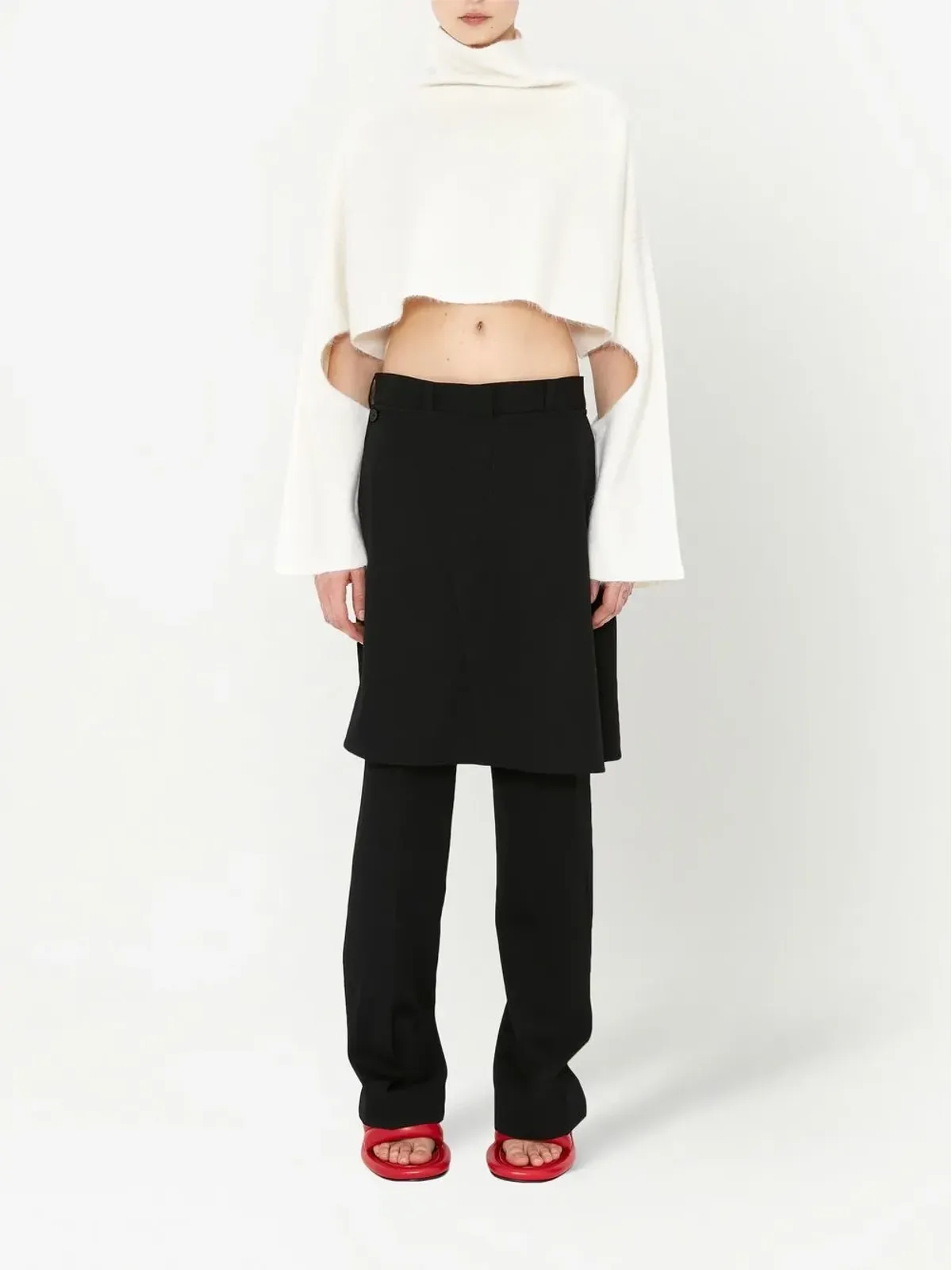 JW Anderson カットアウトディテール付きクロップドジャンパー - White - 画像2
