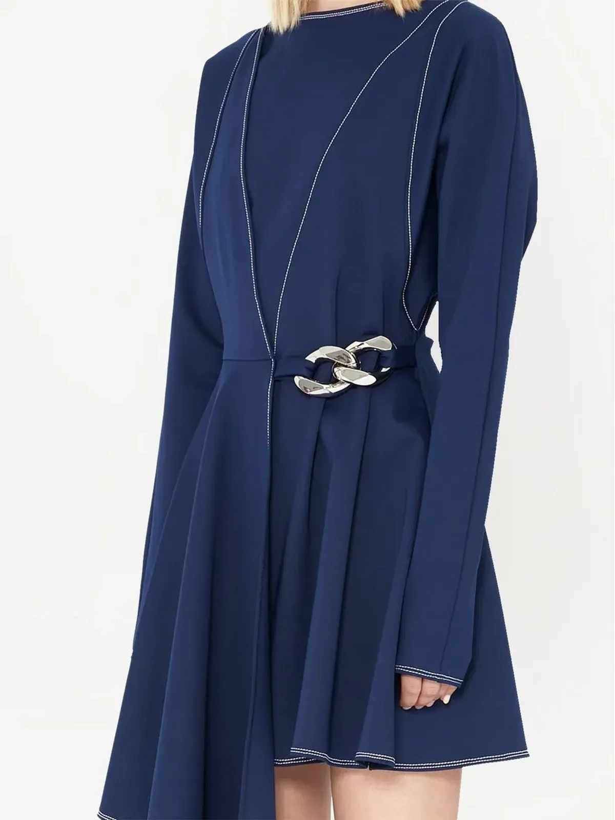 JW Anderson チェーンリンク装飾アシンメトリードレス - ブルー - 画像5