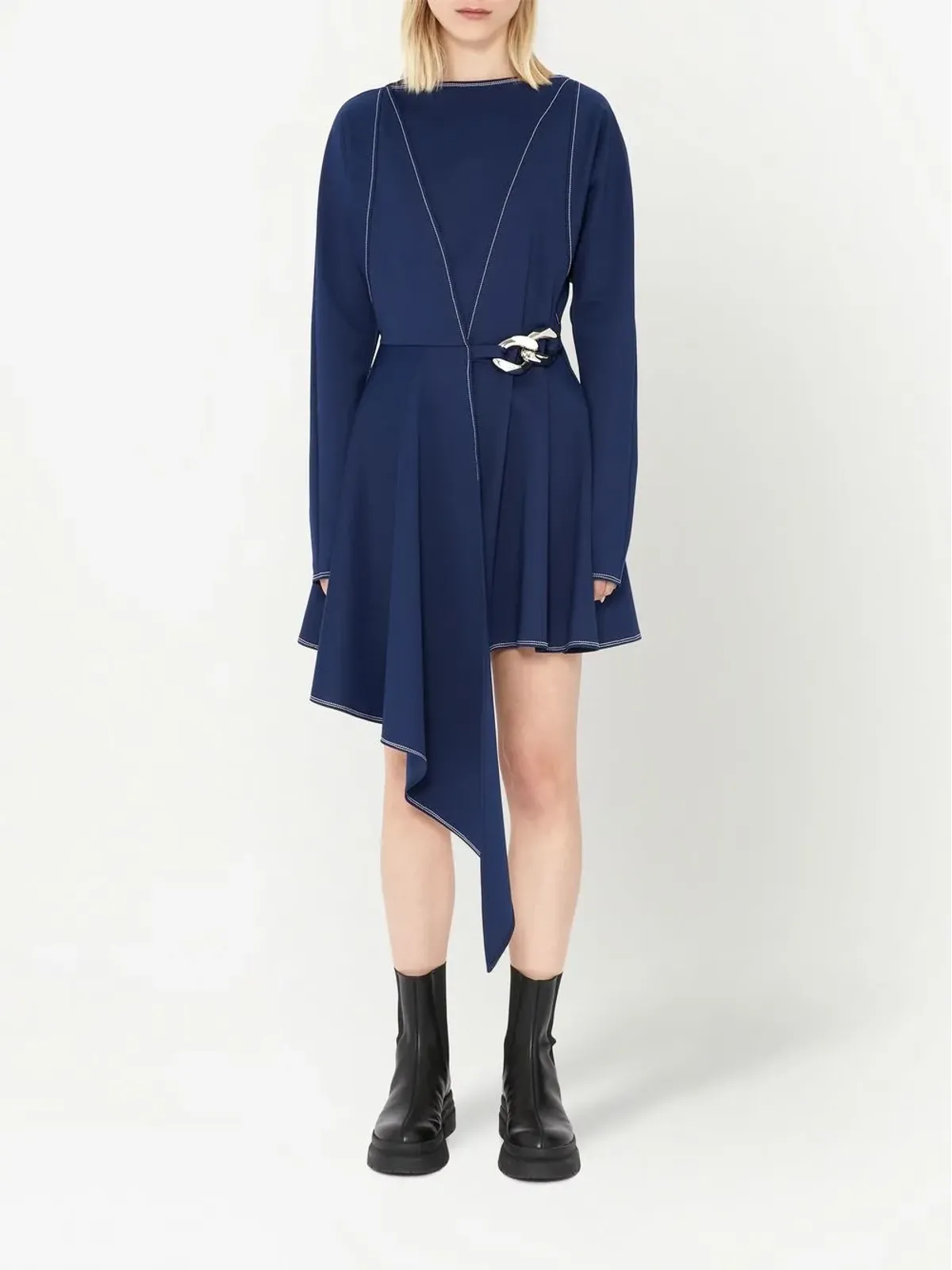JW Anderson チェーンリンク装飾アシンメトリードレス - ブルー - 画像2