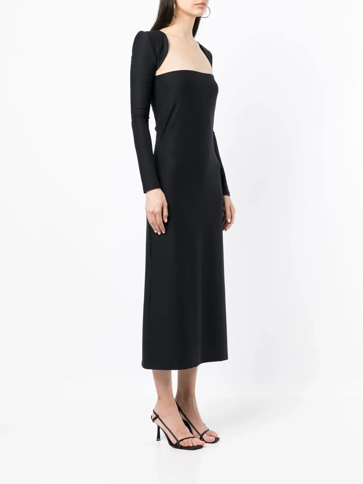 Rokh スクエアネック長袖ミディドレス - 画像3