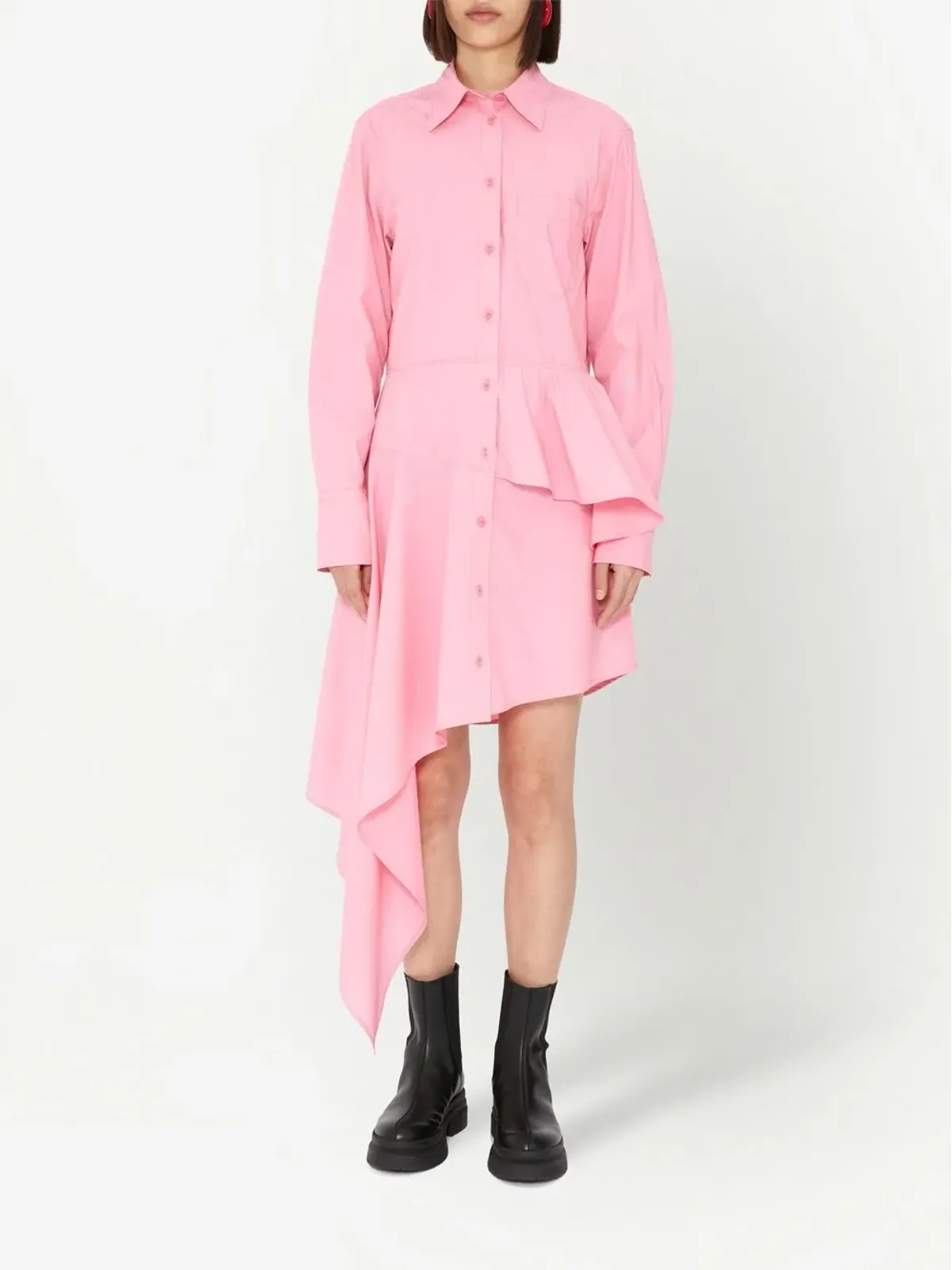 JW Anderson アシンメトリックペプラムシャツドレス - 画像2