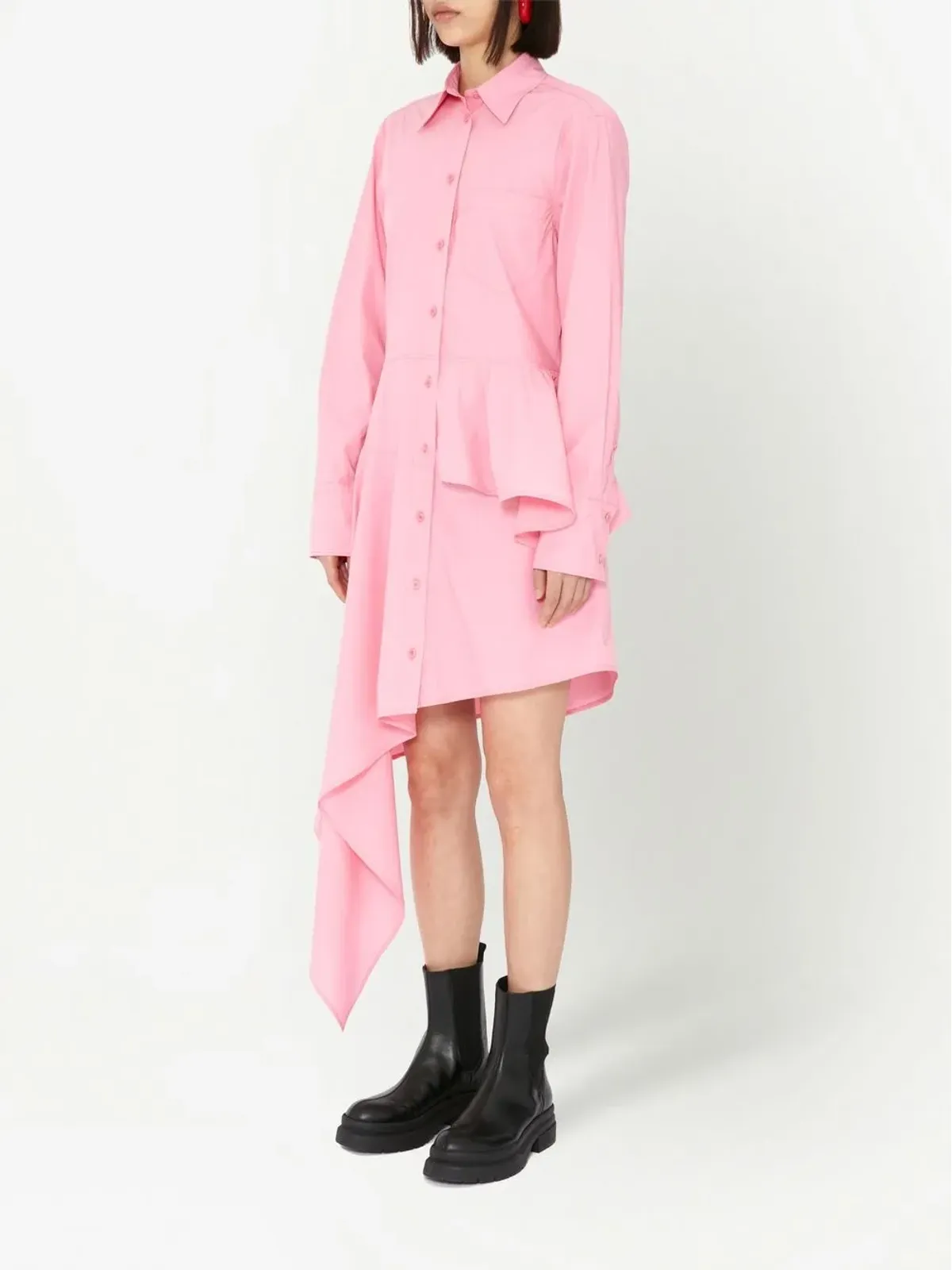 JW Anderson アシンメトリックペプラムシャツドレス - 画像3
