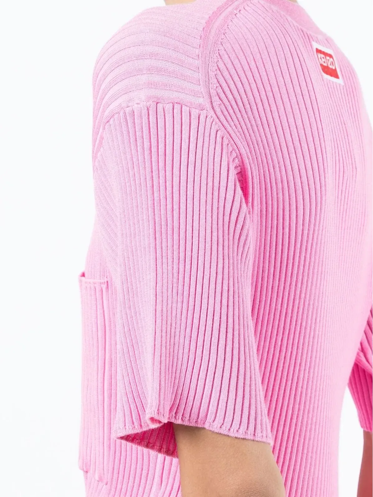 Kenzo ロゴパッチ付きリブ編みの半袖トップ - ピンク - 画像5