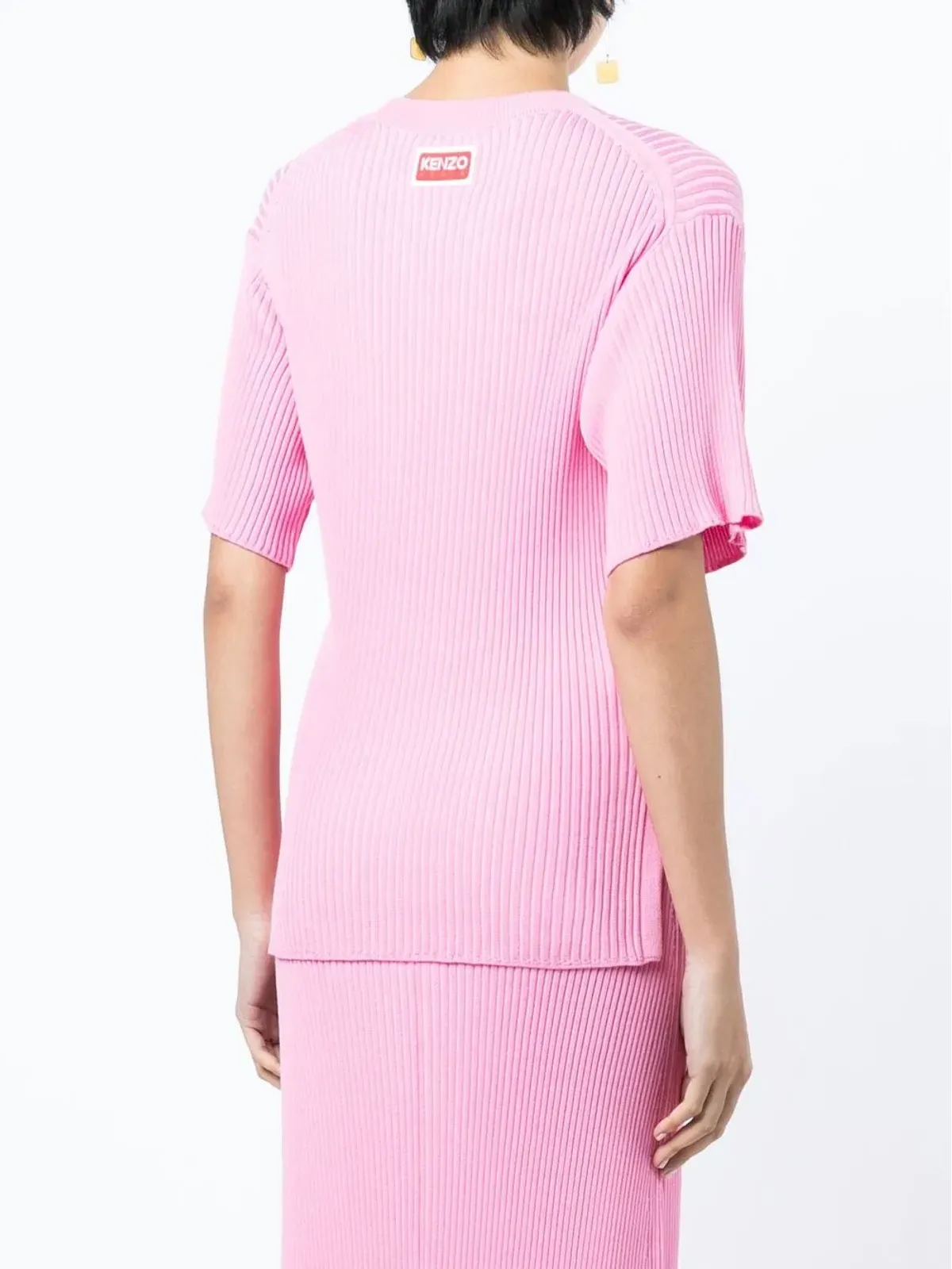 Kenzo ロゴパッチ付きリブ編みの半袖トップ - ピンク - 画像4