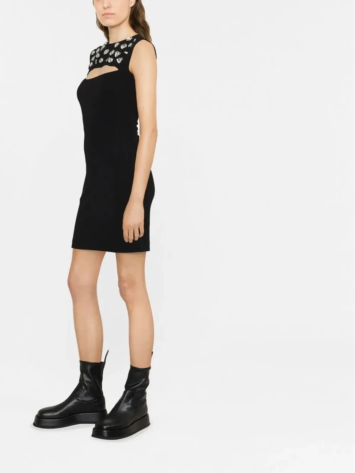 DSQUARED2 クリスタル装飾ノースリーブドレス - 画像3