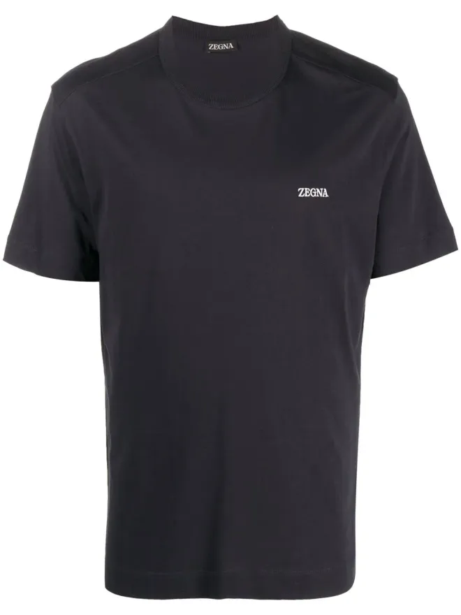 ZEGNA Zegna 刺繍ロゴ入り コットン Tシャツ ブラックの商品画像