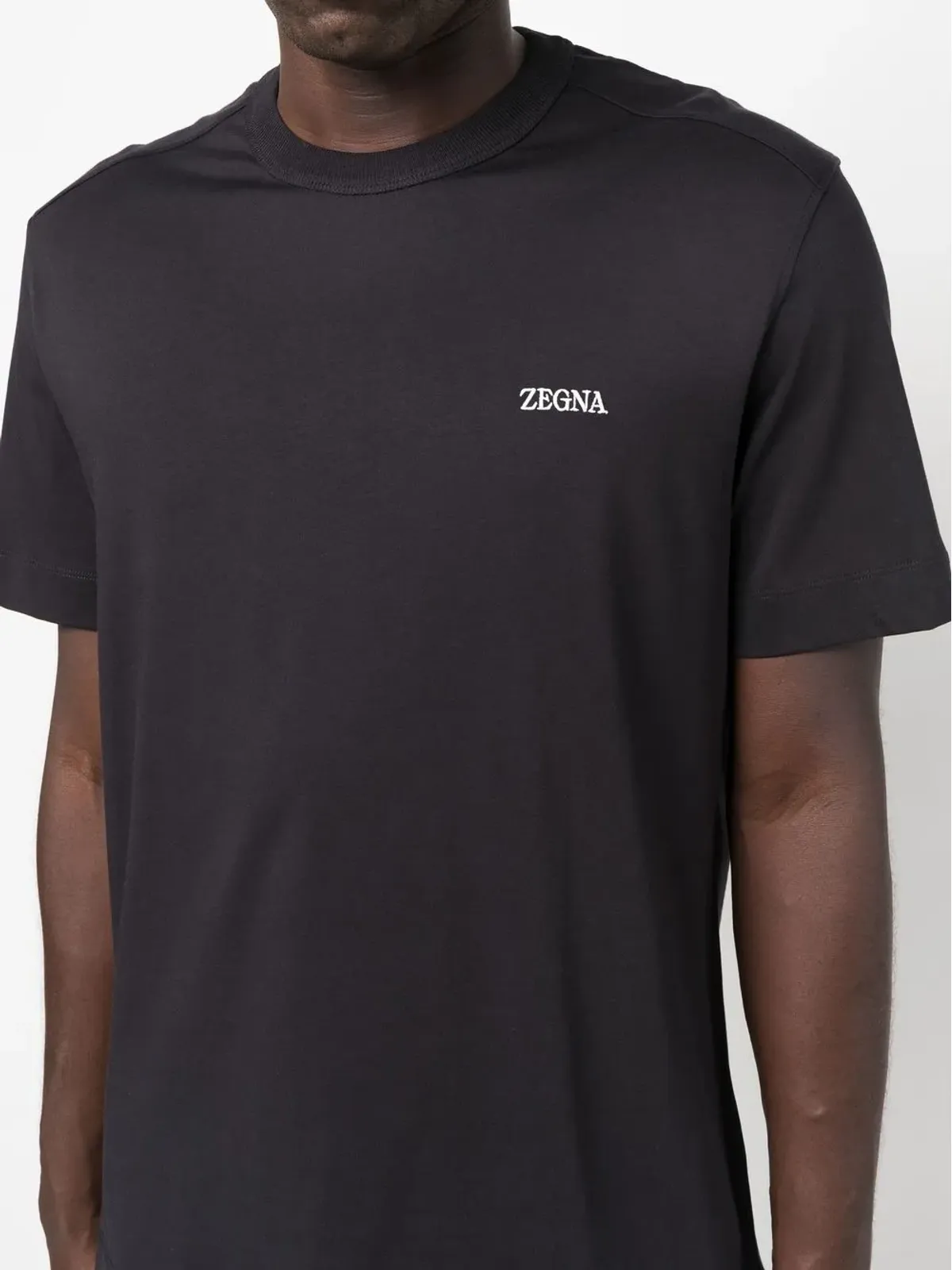 Zegna 刺繍ロゴ入り コットン Tシャツ ブラック - 画像5