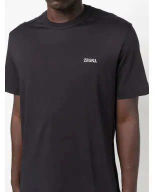 Zegna 刺繍ロゴ入り コットン Tシャツ ブラック - サムネイル5