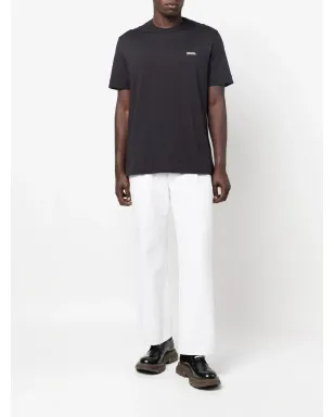 Zegna 刺繍ロゴ入り コットン Tシャツ ブラック - サムネイル2