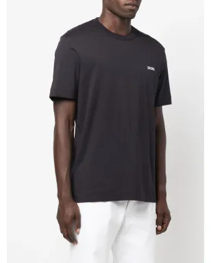 Zegna 刺繍ロゴ入り コットン Tシャツ ブラック - サムネイル3