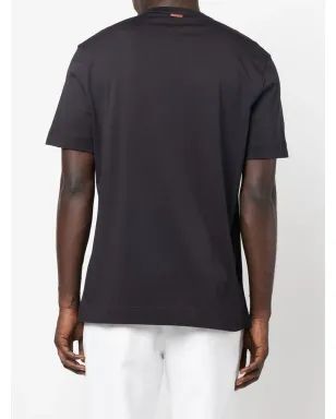 Zegna 刺繍ロゴ入り コットン Tシャツ ブラック - サムネイル4