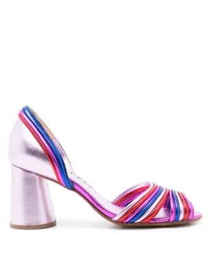 Sarah Chofakian Yoko 75mm striped sandals - Purple - サムネイル1