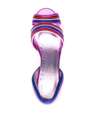 Sarah Chofakian Yoko 75mm striped sandals - Purple - サムネイル4