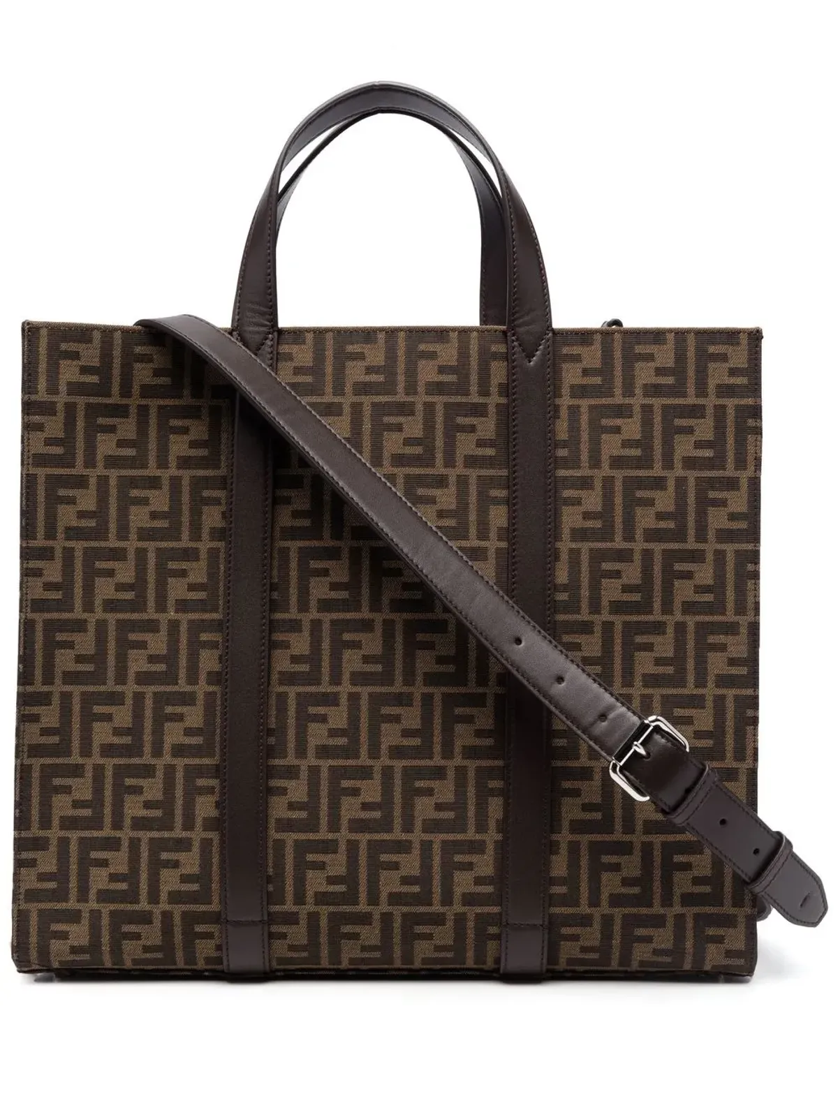 FENDI FFジャカードモチーフ トートバッグ - ブラウン - 画像1