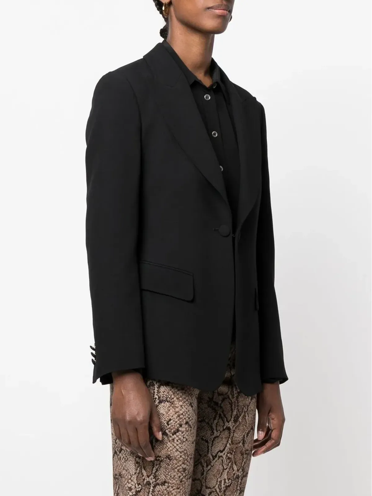 Alberta Ferretti ピークドラペル・シングルブレストブレザー - 画像3