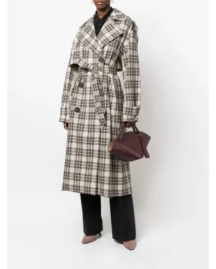 Sportmax チェック柄ベルト付きコート - サムネイル2