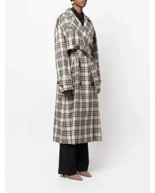 Sportmax チェック柄ベルト付きコート - サムネイル3