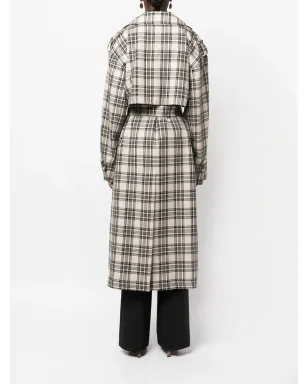 Sportmax チェック柄ベルト付きコート - サムネイル4