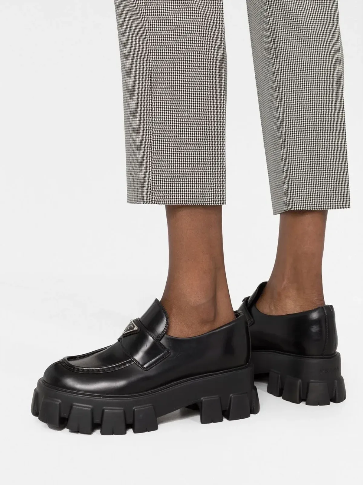 Alexander McQueen チェック柄クロップドスリムフィットパンツ ブラック - 画像5