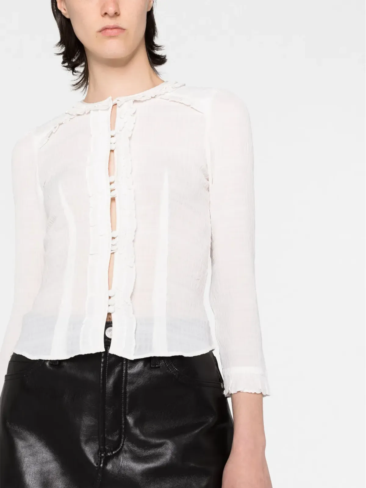 ISABEL MARANT Georgia フリル付き半透けブラウス - 画像5