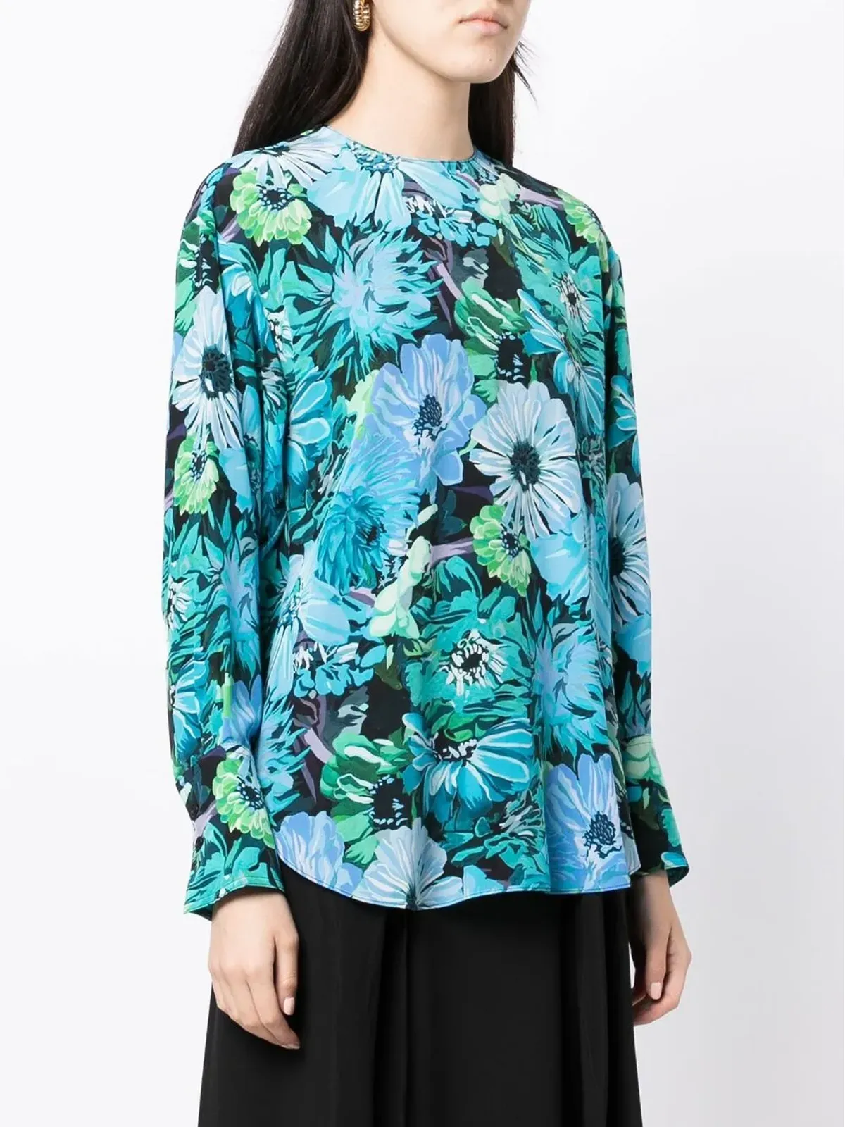 Stella McCartney 花柄プリント シルク ブラウス - 画像3