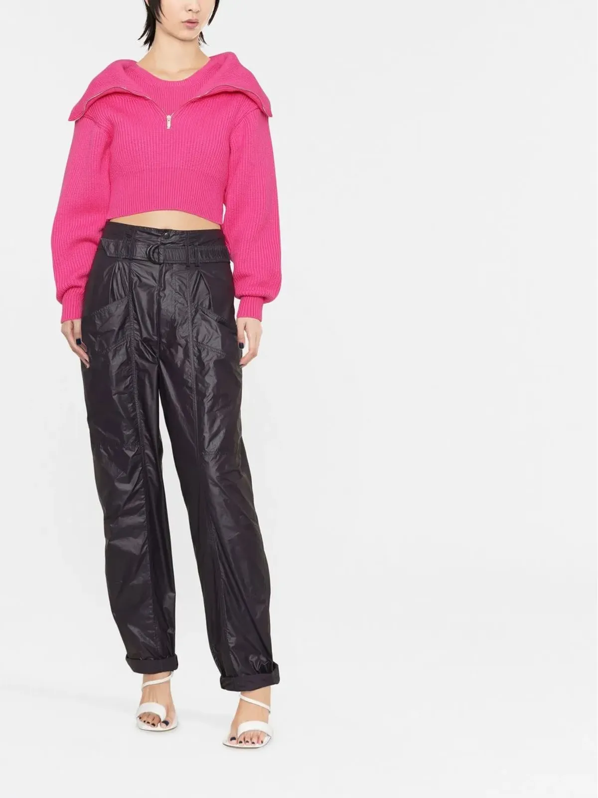 Jacquemus ジップアップネック・クロップドジャンパー - ピンク - 画像2