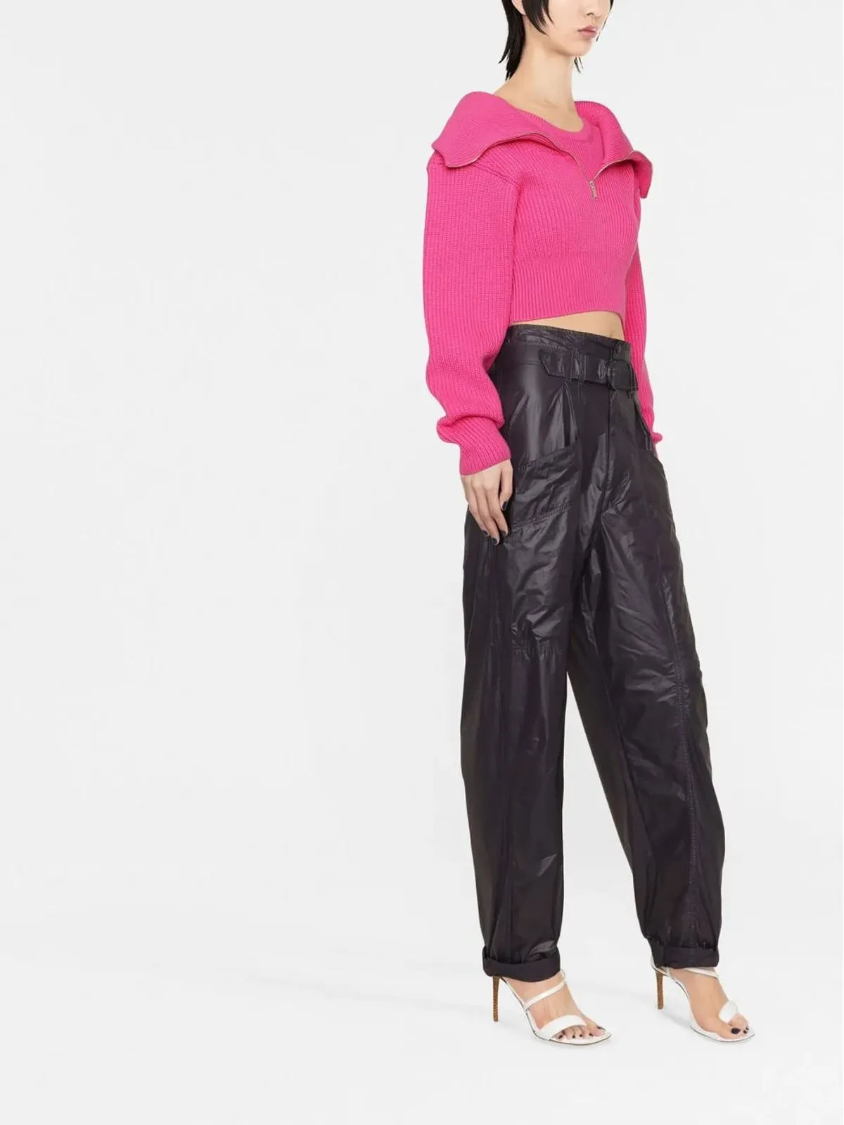 Jacquemus ジップアップネック・クロップドジャンパー - ピンク - 画像3