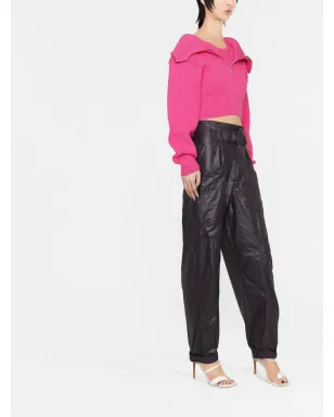 Jacquemus ジップアップネック・クロップドジャンパー - ピンク - サムネイル3