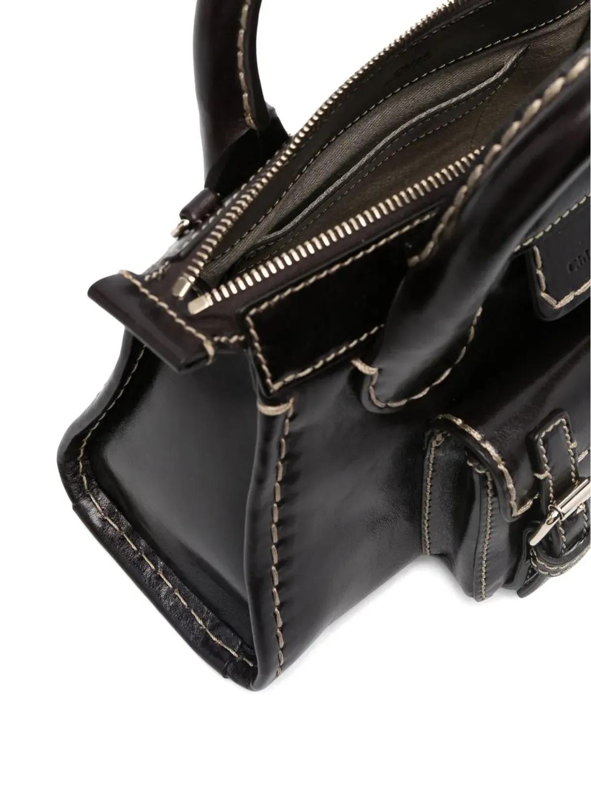 Chloé ロゴパッチ レザー トートバッグ - 画像5