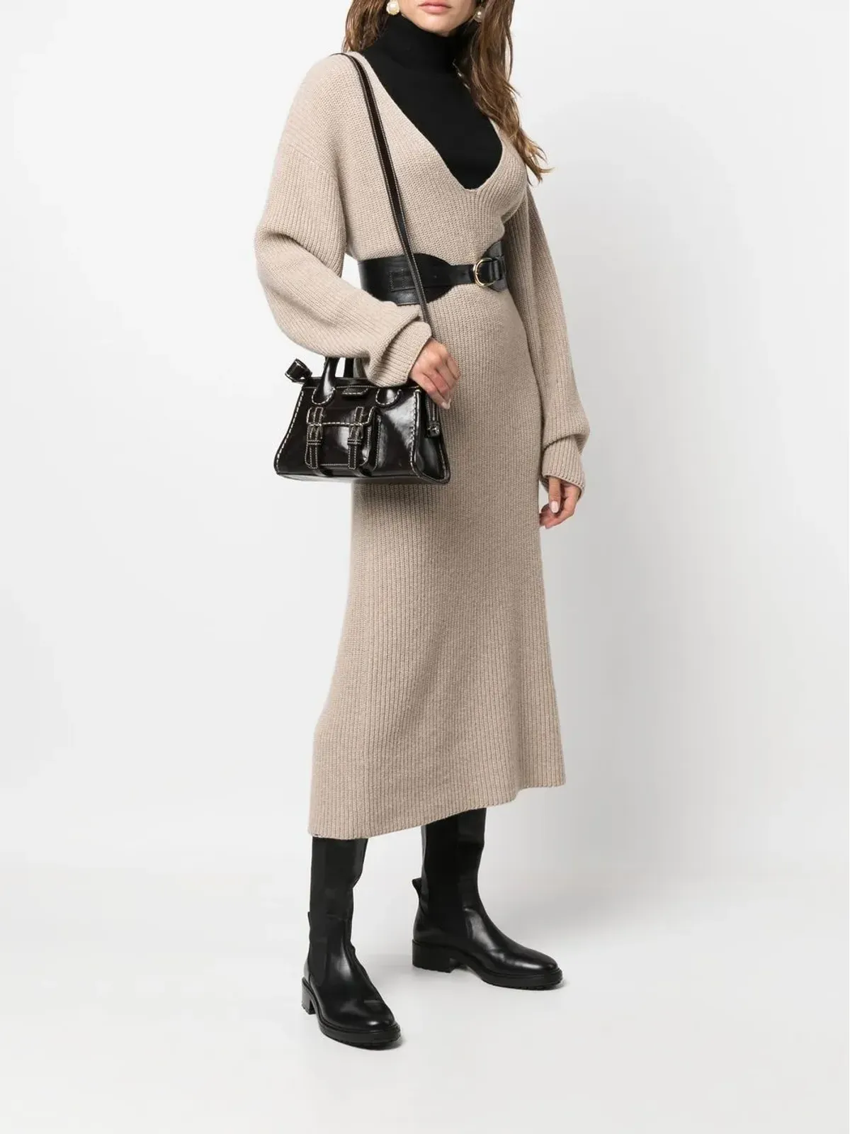 Chloé ロゴパッチ レザー トートバッグ - 画像2