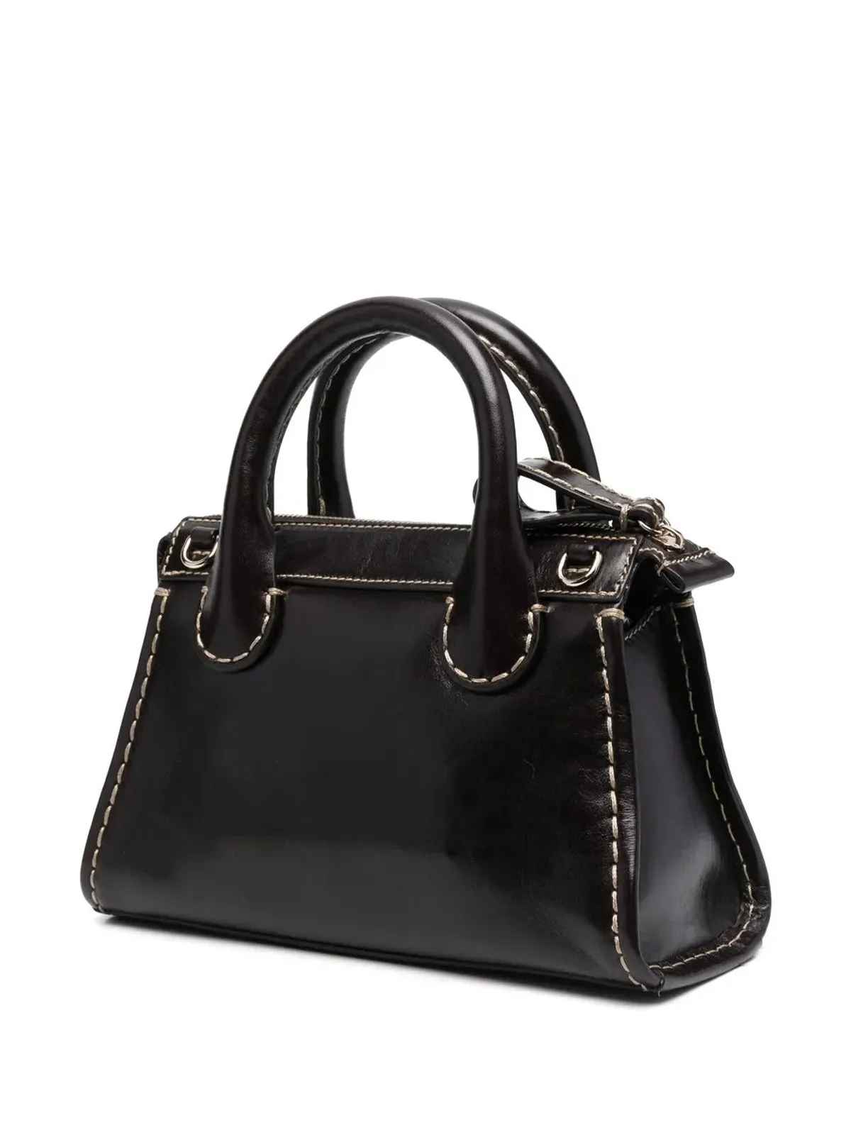 Chloé ロゴパッチ レザー トートバッグ - 画像3