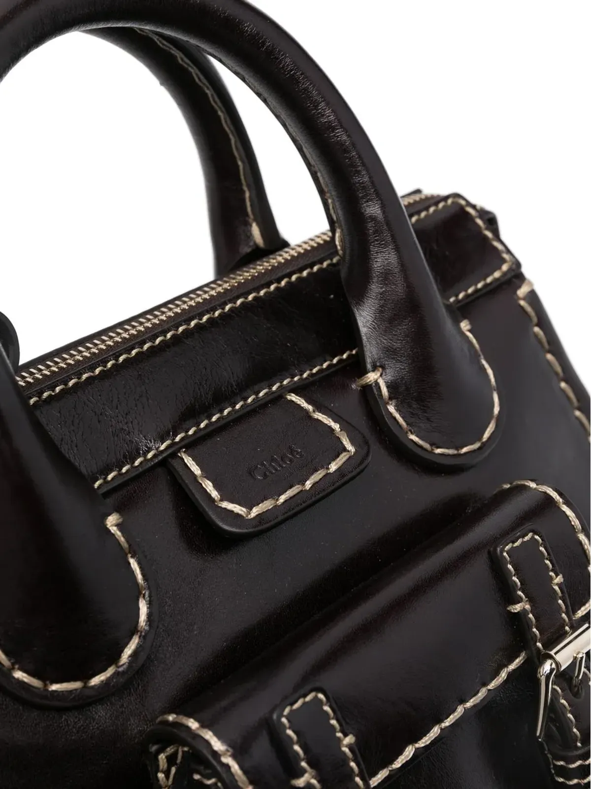 Chloé ロゴパッチ レザー トートバッグ - 画像4