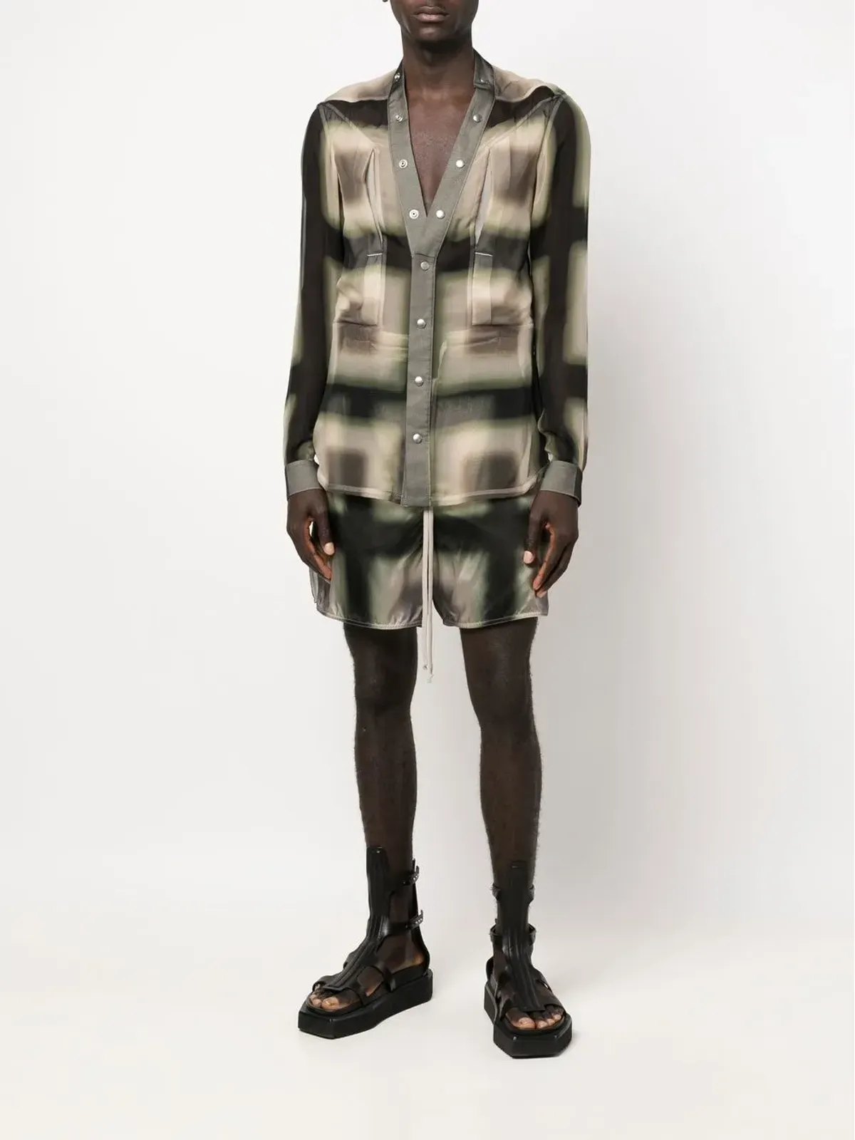 Rick Owens 幾何学プリント ドローストリングショーツ - 画像2