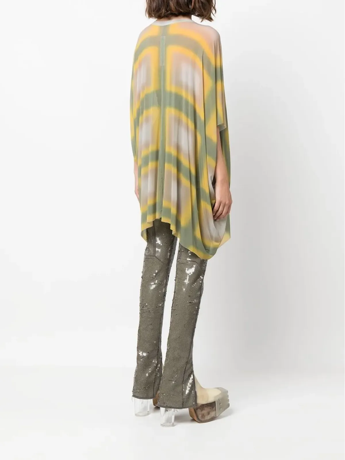 Rick Owens ミネルヴァ ドレープ Geometricプリント トップ - イエロー - 画像4