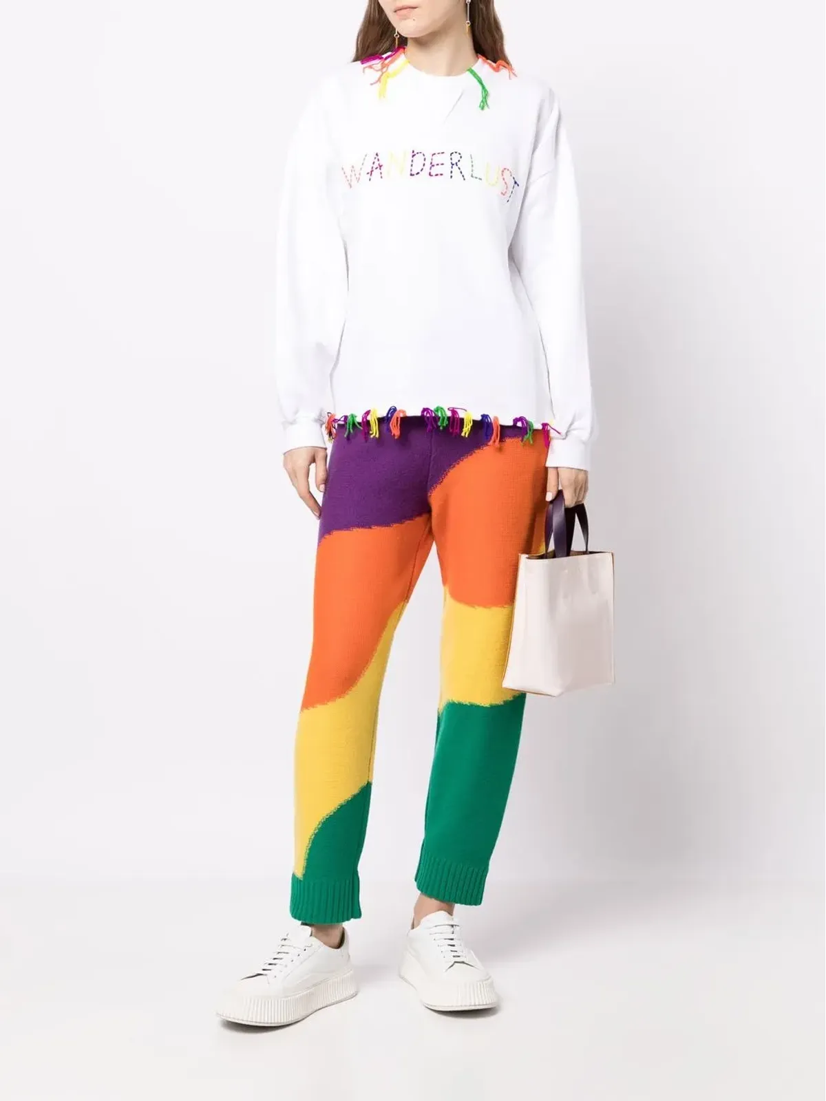 Mira Mikati ウェービー・ストライプ柄インターシャパンツ（マルチカラー） - 画像2