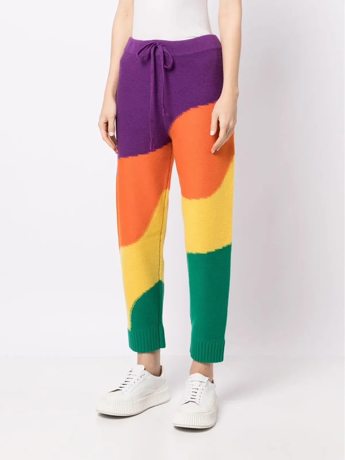 Mira Mikati ウェービー・ストライプ柄インターシャパンツ（マルチカラー） - 画像3