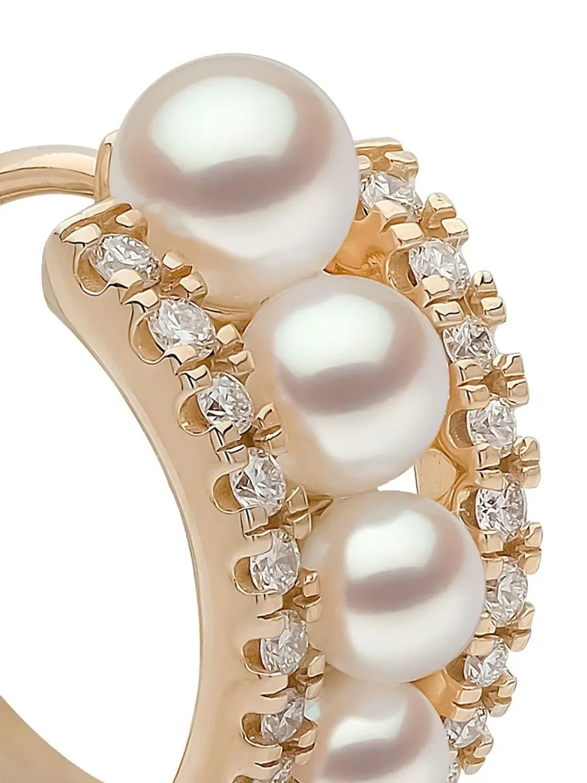 Yoko London 18kt イエローゴールド エクリプス アコヤ真珠とダイヤモンド フープピアス - 画像5