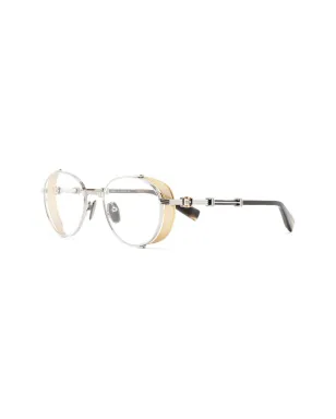 Balmain Eyewear ブリゲード ラウンドフレーム眼鏡 - シルバー - サムネイル2