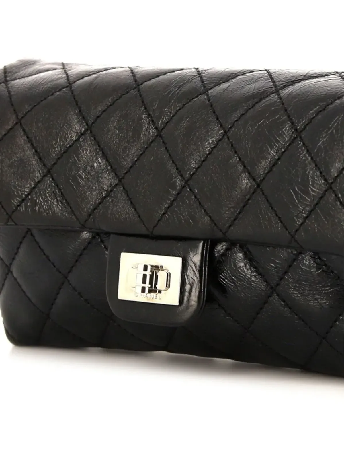 CHANEL ビンテージ 2.55 クラシックフラップ ベルトバッグ ブラック - 画像4
