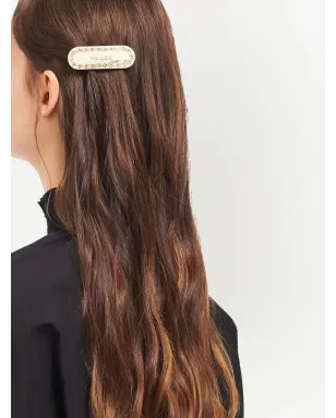 Prada クリスタル装飾ロゴ ヘアクリップ - サムネイル2