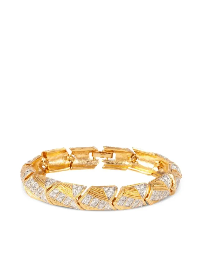 Susan Caplan Vintage Susan Caplan Vintage 1990s crystal-embellished cuff bracelet - Goldの商品画像