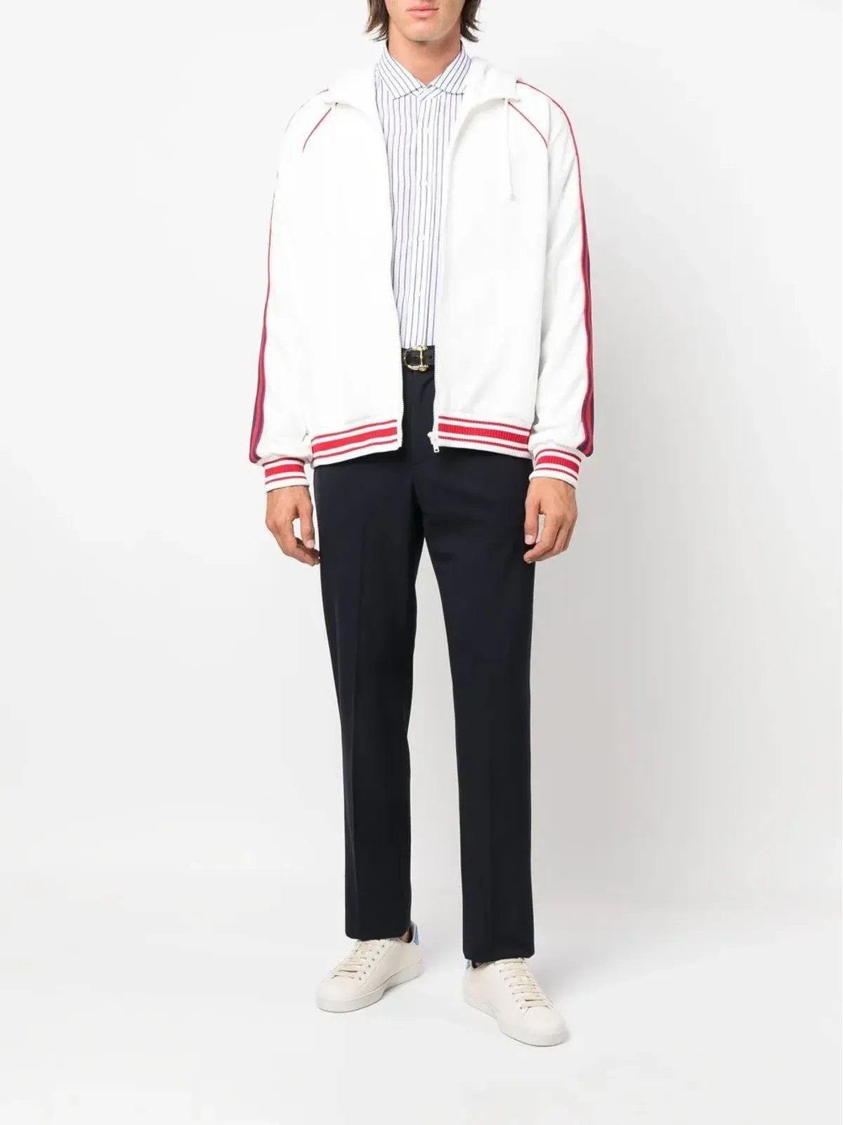 Gucci Webストライプジップフーディ - ホワイト - 画像2