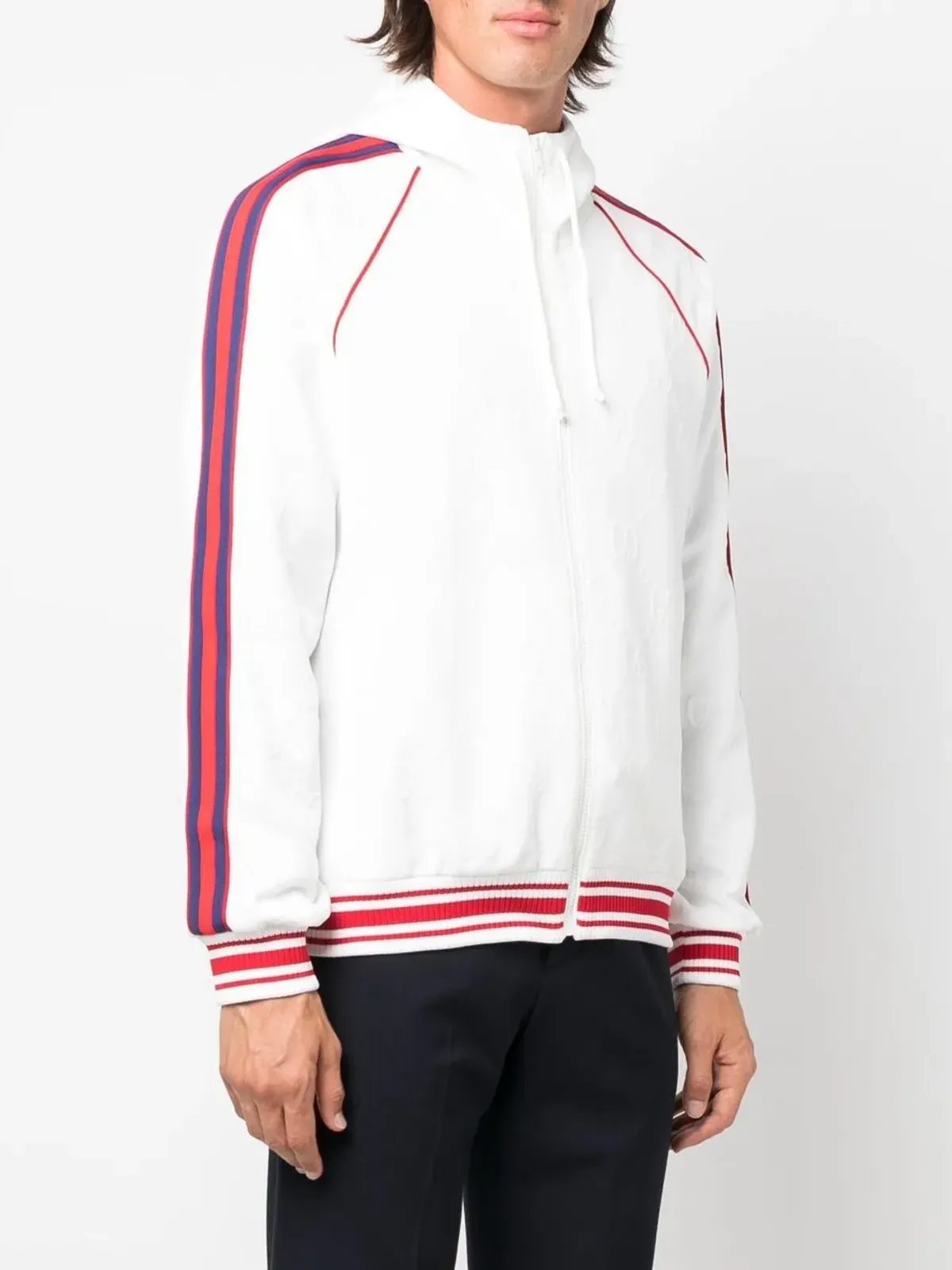 Gucci Webストライプジップフーディ - ホワイト - 画像3