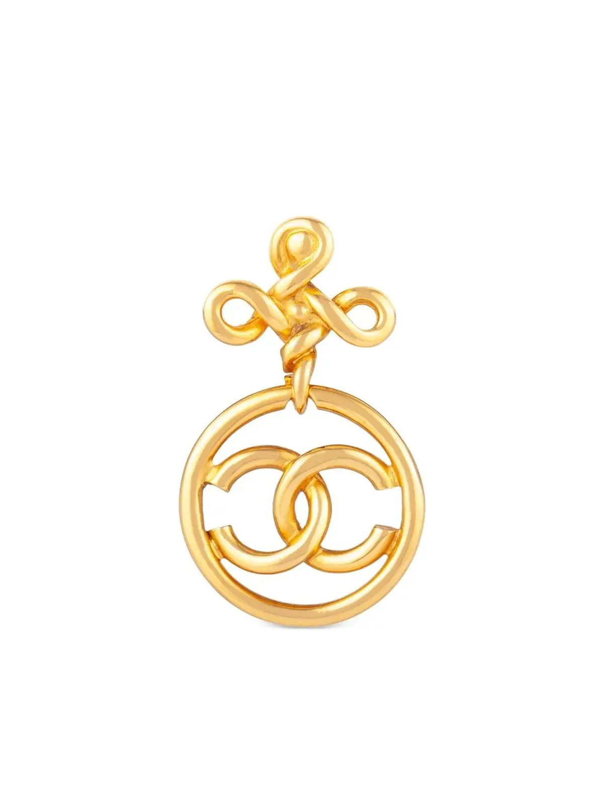 CHANEL ビンテージ CCカットアウト クリップオン イヤリング（ゴールド） - 画像2
