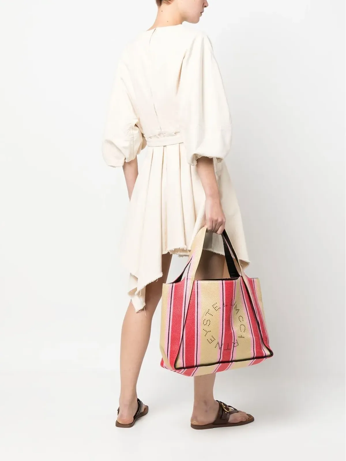 Stella McCartney ストライプ柄 ロゴプリント トートバッグ - ネュートラルカラー - 画像2