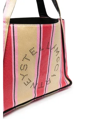 Stella McCartney ストライプ柄 ロゴプリント トートバッグ - ネュートラルカラー - サムネイル4