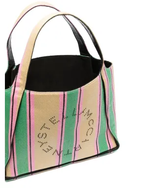 Stella McCartney ストライプ柄ラフィア トートバッグ - サムネイル4
