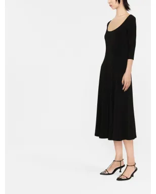 Norma Kamali U-neck skater midi dress - Black - サムネイル3